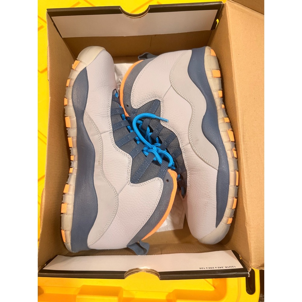 Nike Air Jordan 10 Retro Bobcats Wolf Grey Blue Orange 310805-026 Mens 10.5